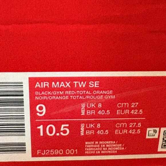 New Nike Air Max TW SE Total Orange Red Black Mens Sneakers Retro Athletic Shoes - Picture 14 of 16